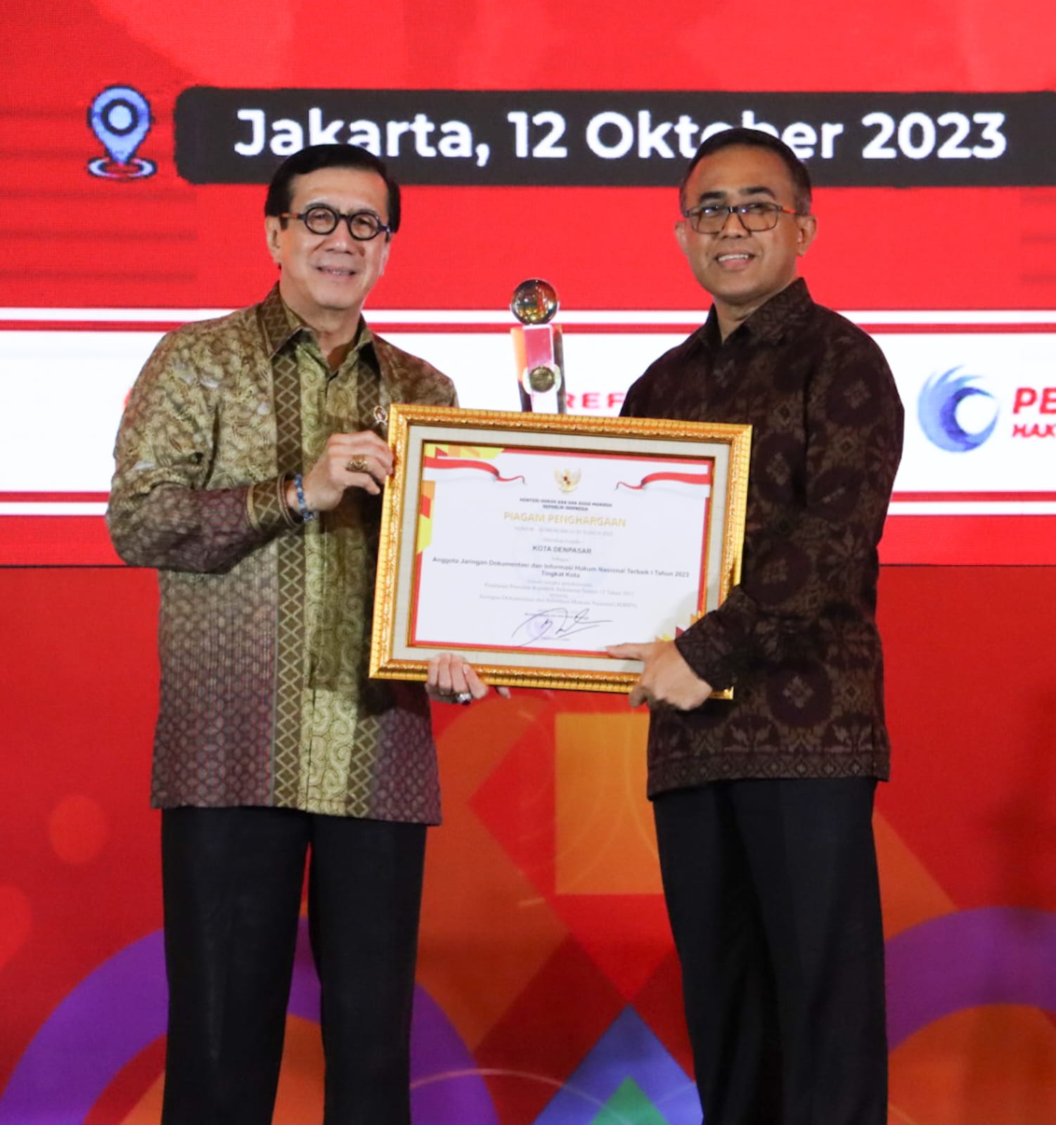 Pemkot Denpasar Raih Penghargaan JDIHN Award Terbaik I Tahun 2023.