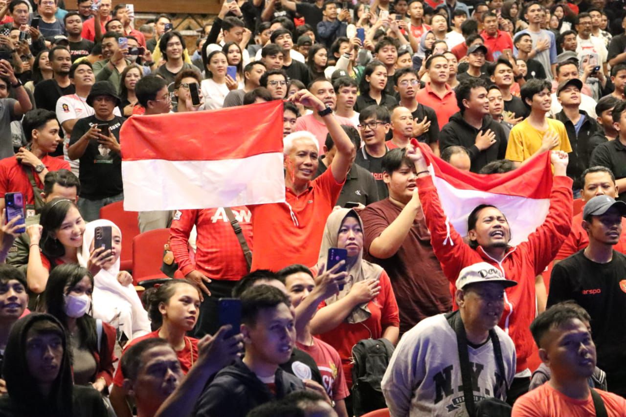 Ribuan Penonton Padati Nobar Semifinal Piala Asia U-23 di Dharma Negara Alaya Denpasar.