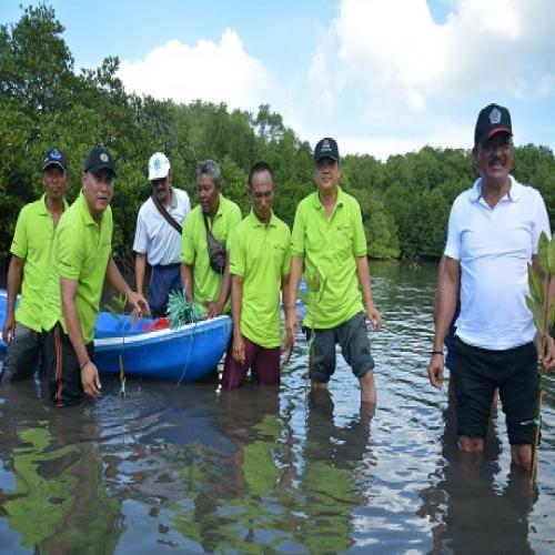 Isi Liburan Sekolah, Rai Mantra Ajak Siswa SD Tanam Mangrove