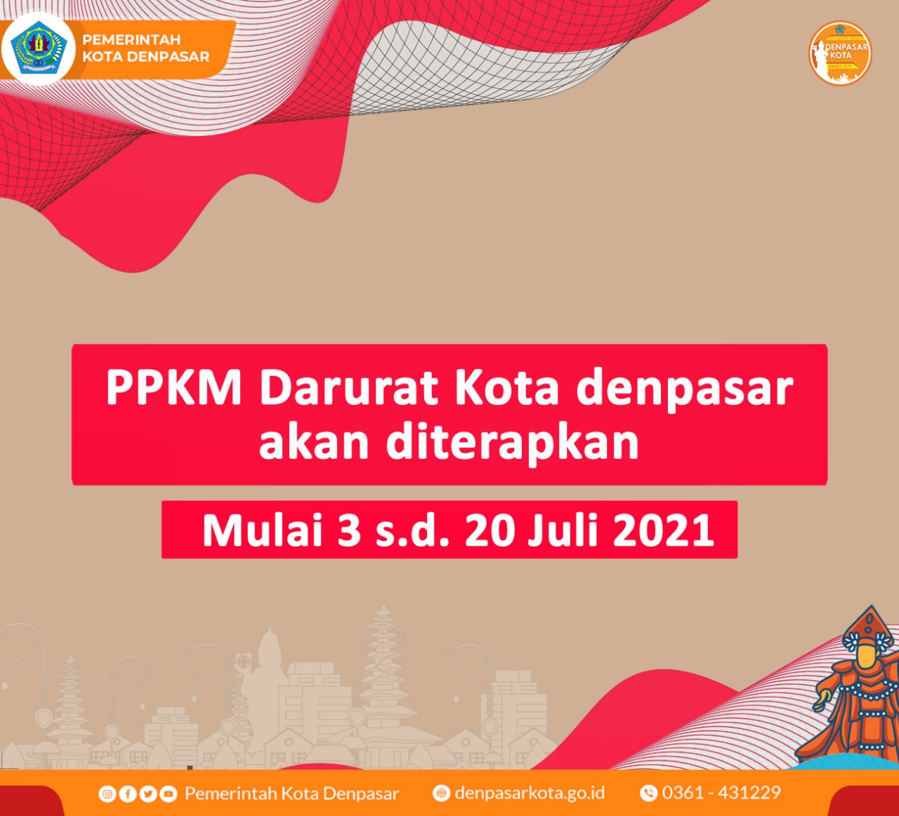 Denpasar Terapkan PPKM Darurat Mulai Tanggal 3 Juli. Ini Aturannya !