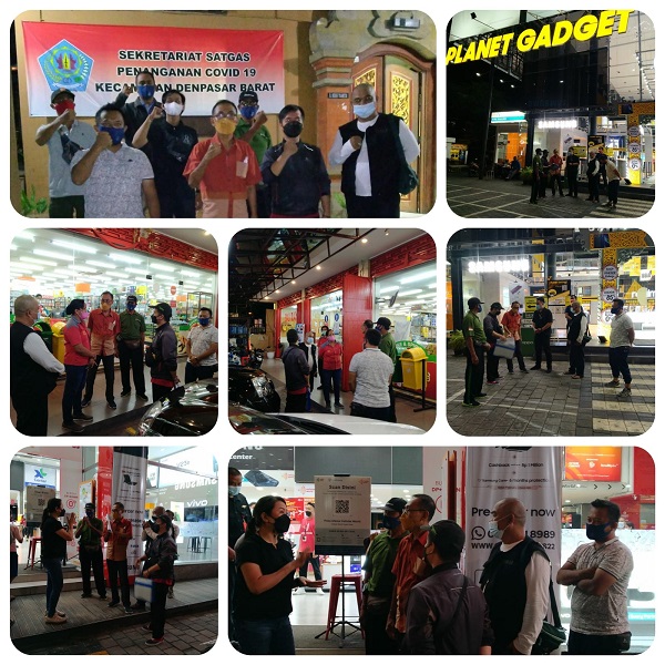 Tekan Penyebaran Covid 19, Satgas Denpasar Barat Lakukan Patroli Dialogis ke Pelaku Usaha.