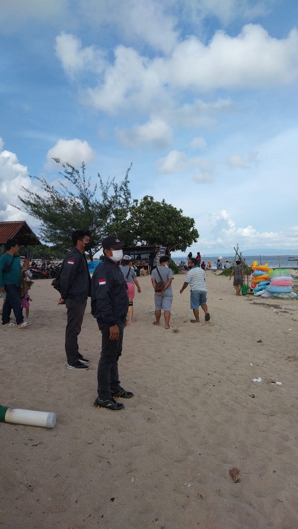 Tekan Penularan Covid 19 Satgas Kecamatan Denpasar Selatan Lakukan Pemantuan Prokes Di Obyek Wisata.